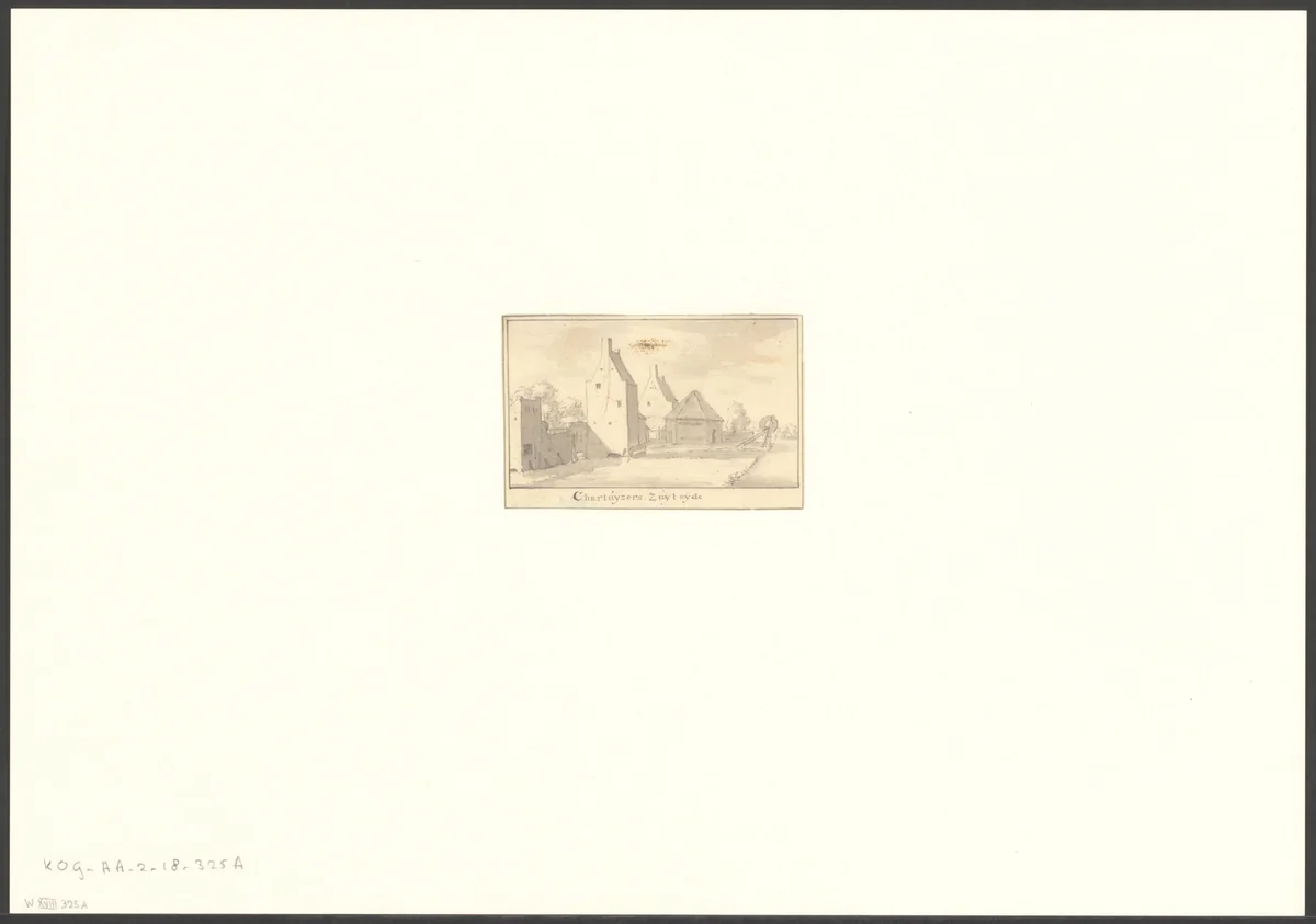 Gezicht op de zuidzijde van het Kartuizerklooster te Amsterdam by Claes Jansz Visscher, drawing, 1596-1652