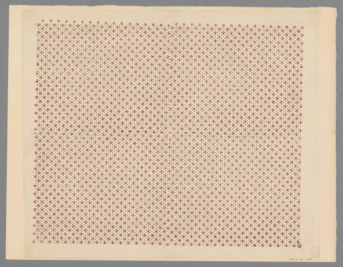 Blad met strooipatronen van sterren en stippen by anonymous, print, 1800-1900