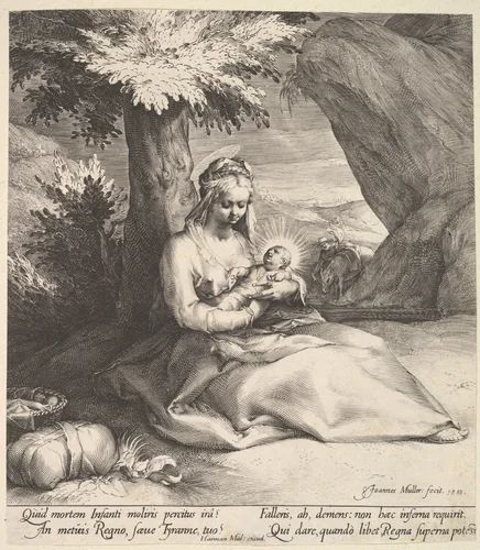 Rest on the Flight into Egypt by Jan Muller, print, 1593