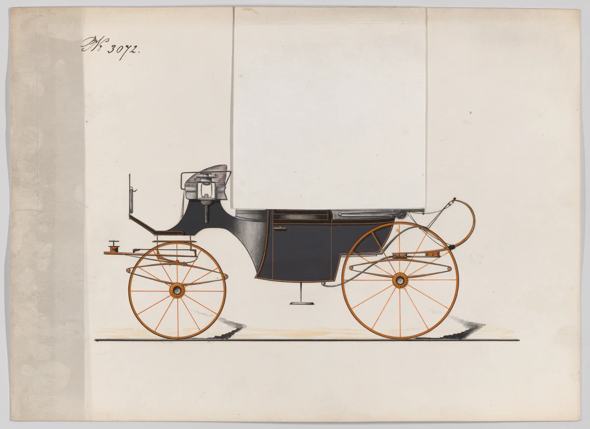 Design for Landaulet, no. 3072 by Brewster & Co., drawing, 1874