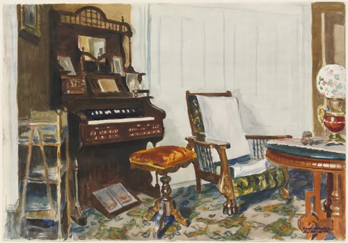Mrs. Acorn's Parlor by Edward Hopper, drawing, 1926