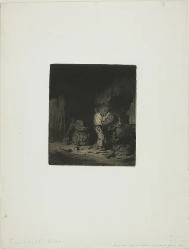 The Forge by Charles-Émile Jacque, print, 1848