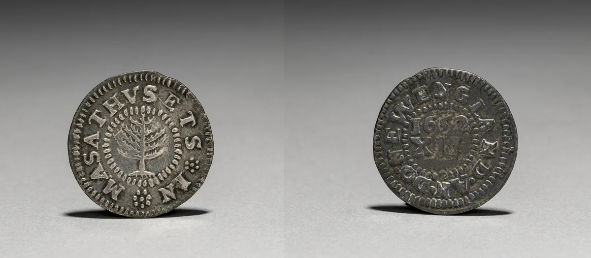 Shilling by John Hull, metalwork, 1652