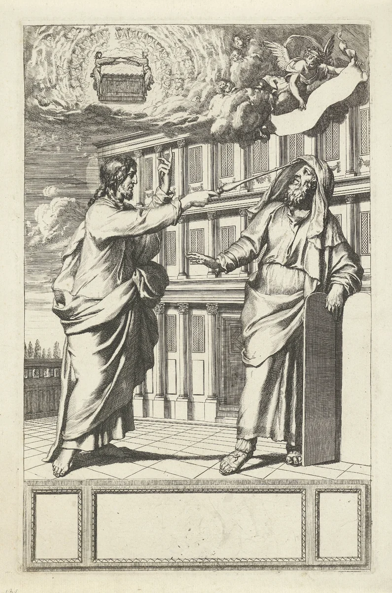 Christus en Mozes by Gerard de Lairesse, print, 1675