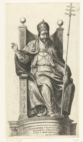 Portret van paus Alexander VII by Pieter de Bailliu, print, 1655-1660