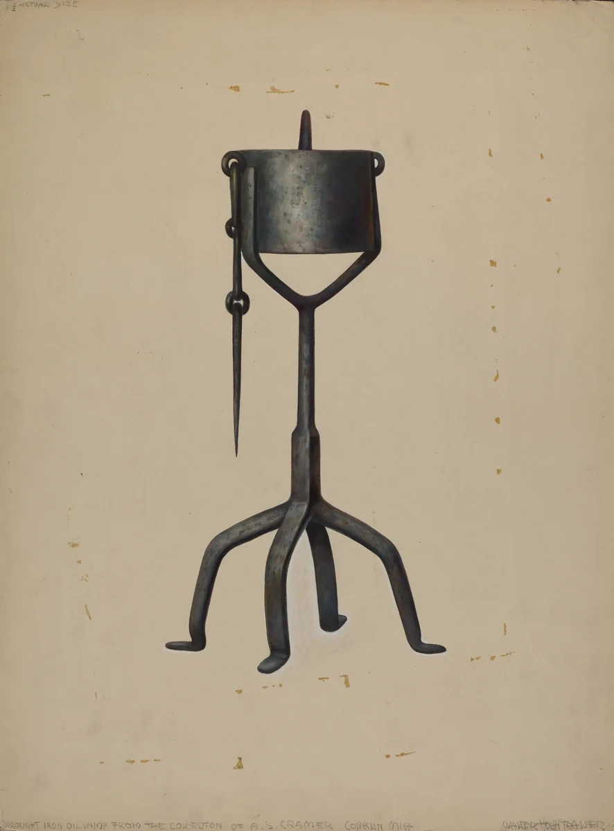 Oil Lamp by Walter Hochstrasser, index of american design, 1938