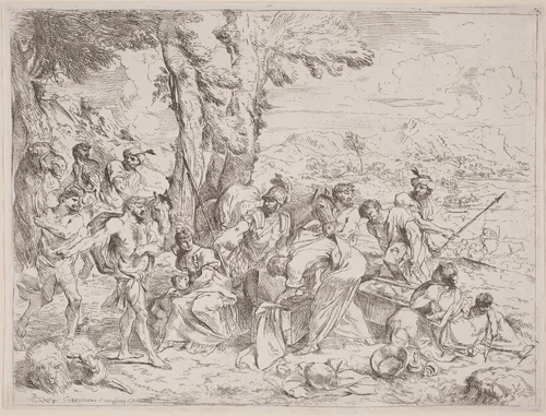 Rachel Concealing Laban's Idols by Andrea De Leone; Giovanni Benedetto Castiglione, print, 1609-1664