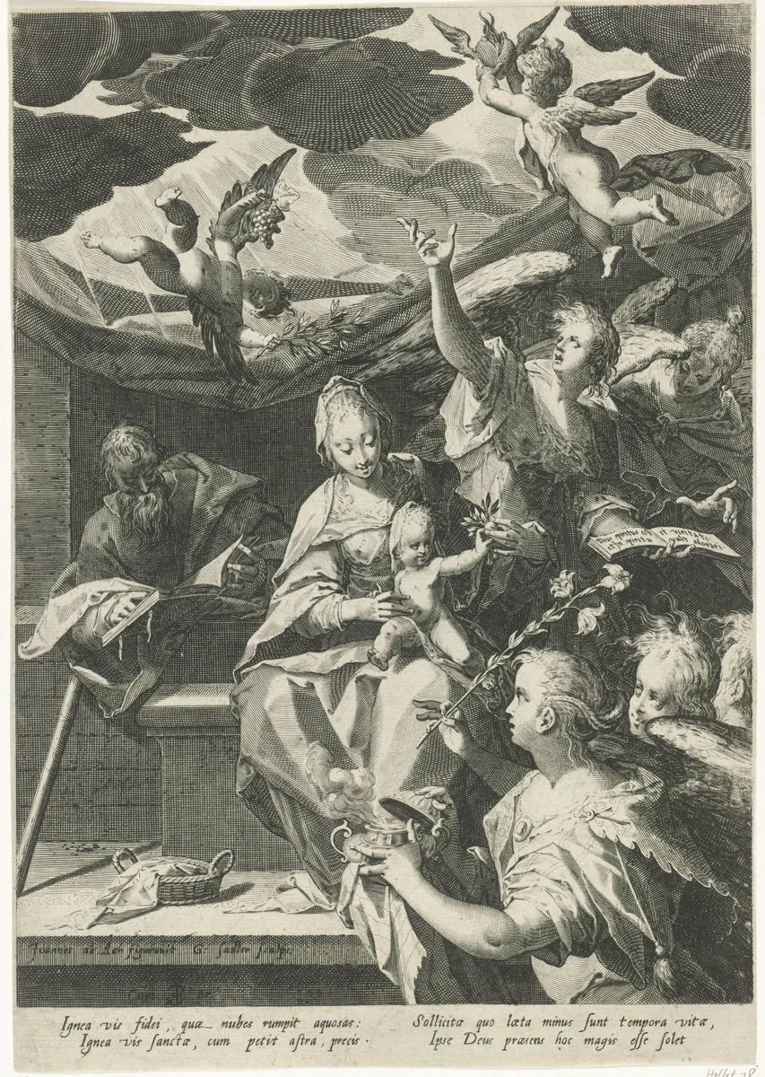 Heilige familie met het wierookvat. by Unknown, print, 1580-1600