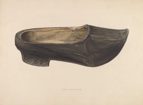 Wooden Shoe by Lloyd Charles Lemcke, index of american design, 1937