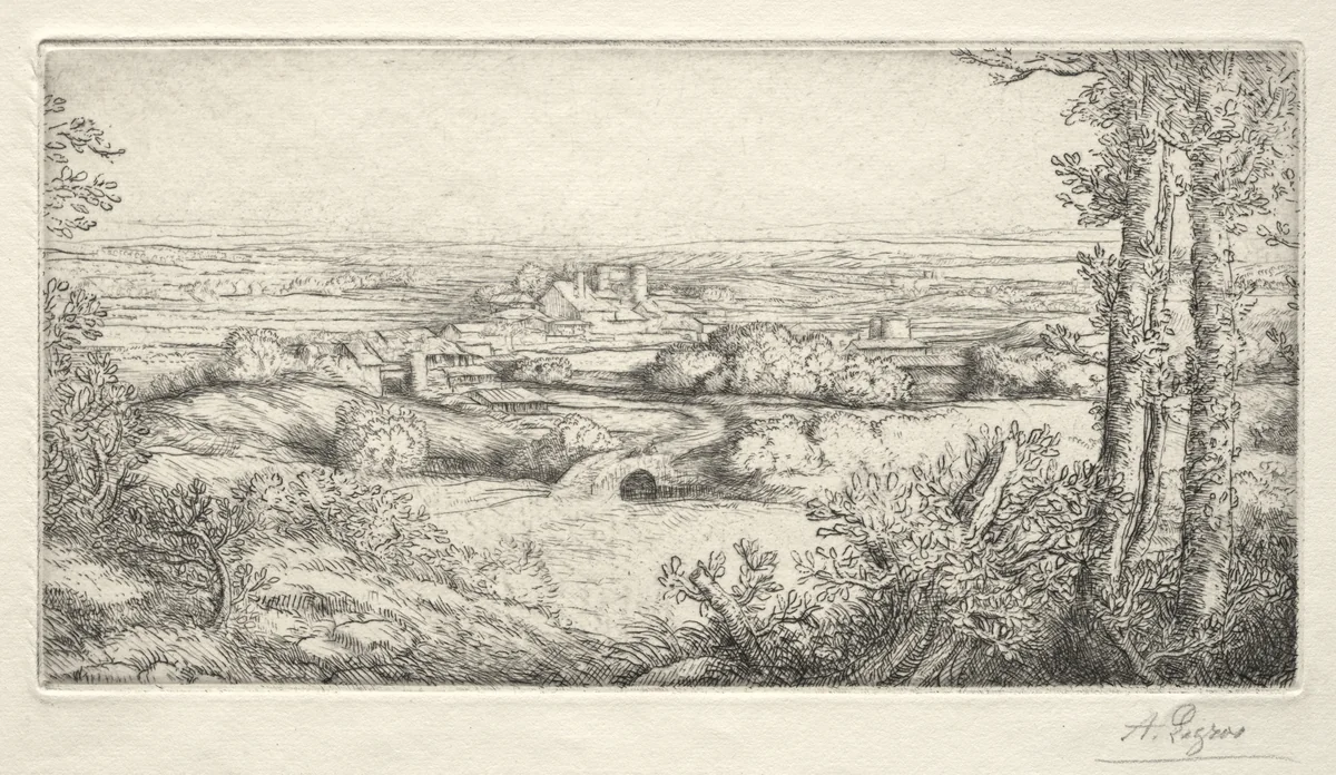 A Valley in Burgundy (Une Vallée en Bourgogne) by Alphonse Legros, print, 1857-1911