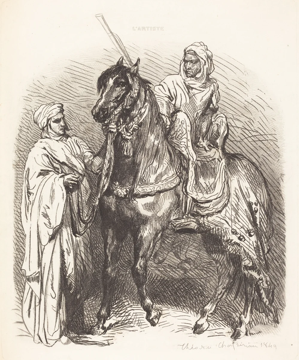 Arab Mounting by Théodore Chassériau, print, 1849