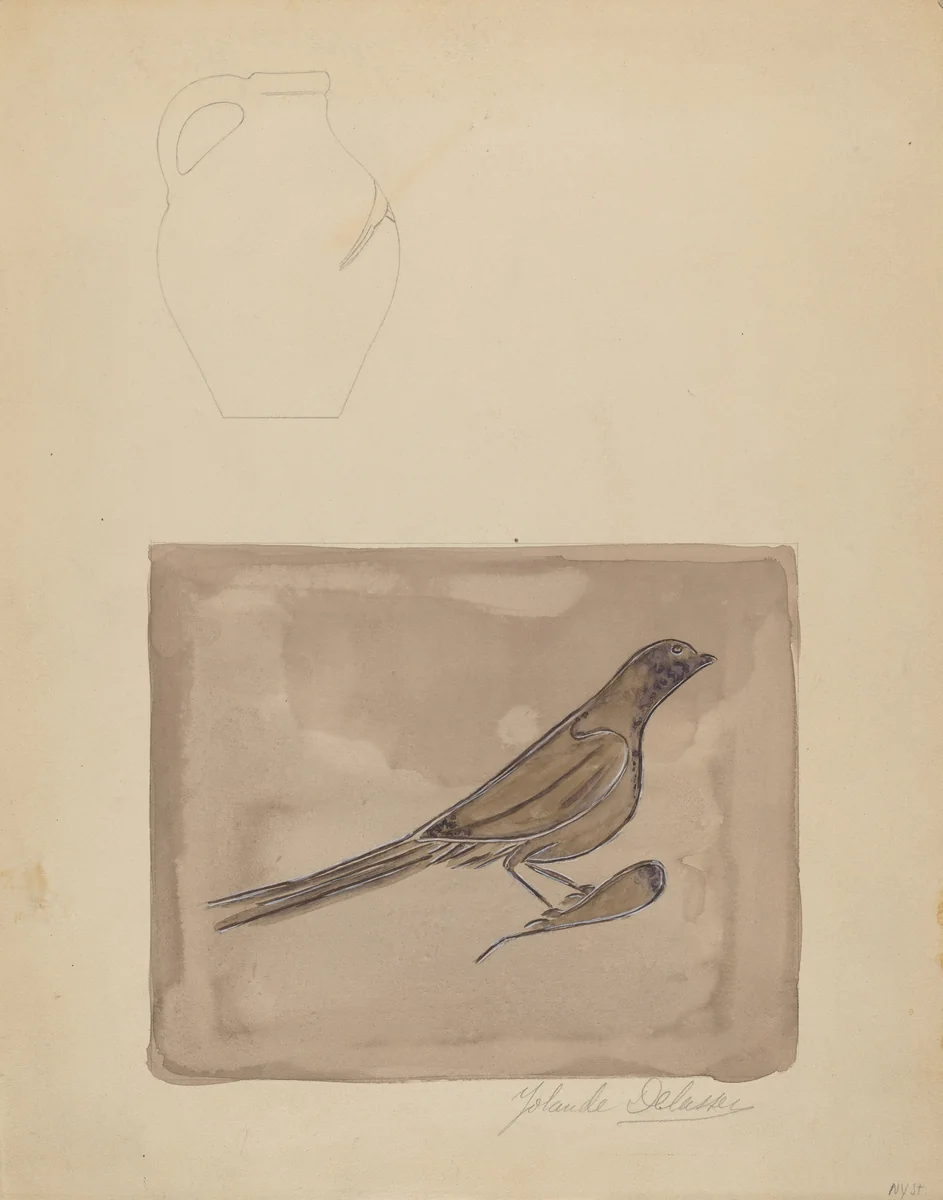 Jug by Yolande Delasser, index of american design, 1938