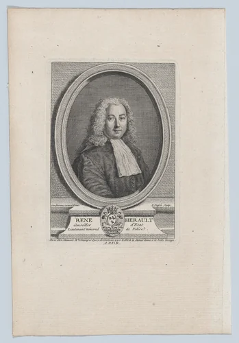 Portrait of René Herault by Pierre Dupin, print, 1710-1751