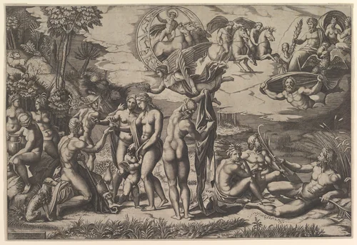 The Judgment of Paris by Marco Dente, print, 1515-1527