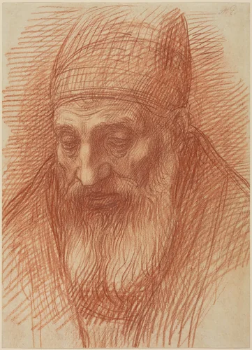 Head of a Priest by Alphonse Legros, drawing, 1837-1911