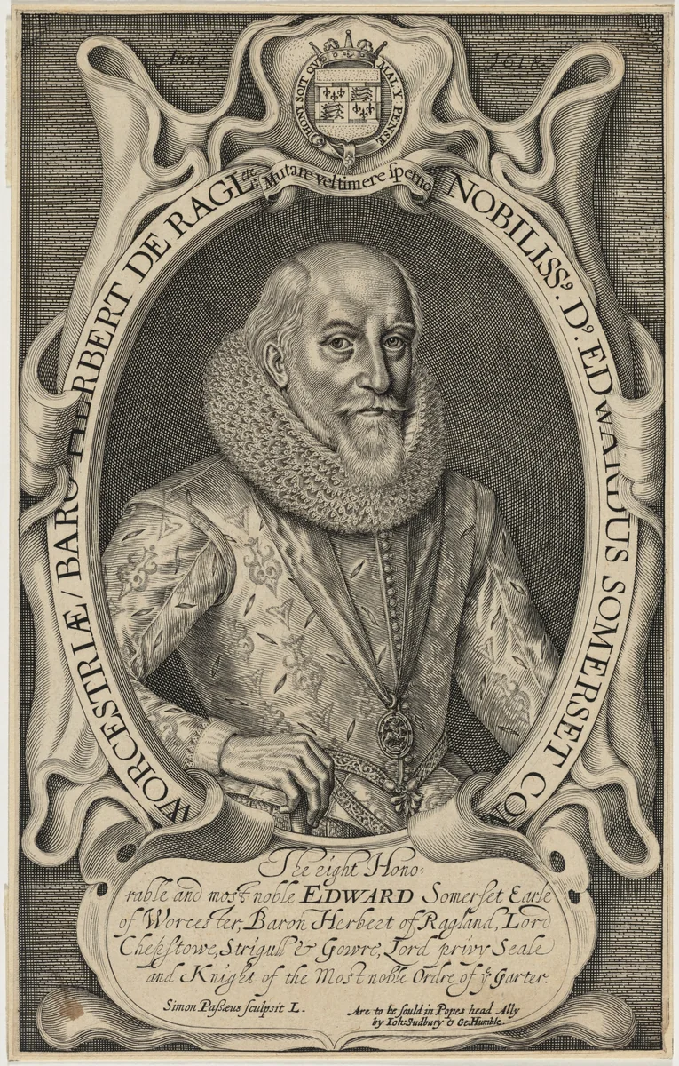 Edward Somerset, Fourth Earl of Worcester by Simon van de Passe, print, 1595-1647