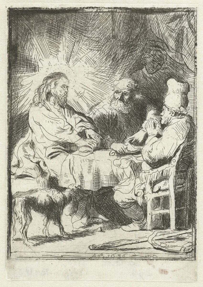 Christus at Emmaus: the smaller plate by anonymous, print, 1636