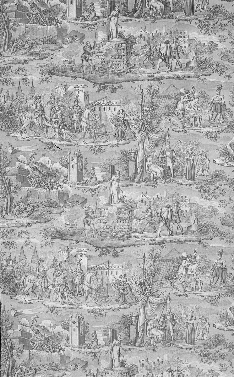 La Vie de Jeanne d'Arc (The Life of Joan of Arc) (Furnishing Fabric) by Charles Abraham Chasselat, textile, 1817-1825