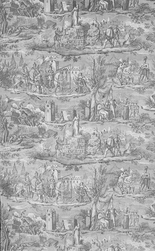 La Vie de Jeanne d'Arc (The Life of Joan of Arc) (Furnishing Fabric) by Charles Abraham Chasselat, textile, 1817-1825