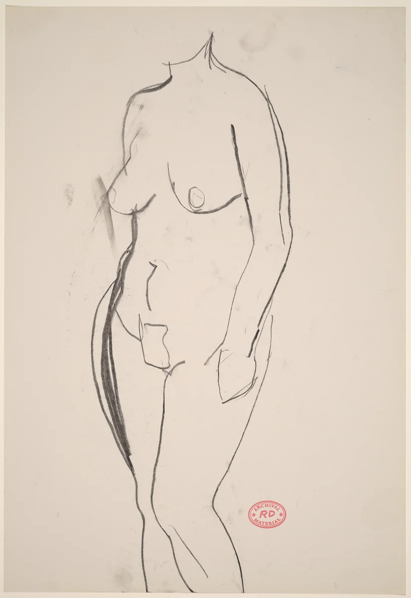 Untitled [standing female nude turning left] by Richard Diebenkorn, drawing, 1955-1967