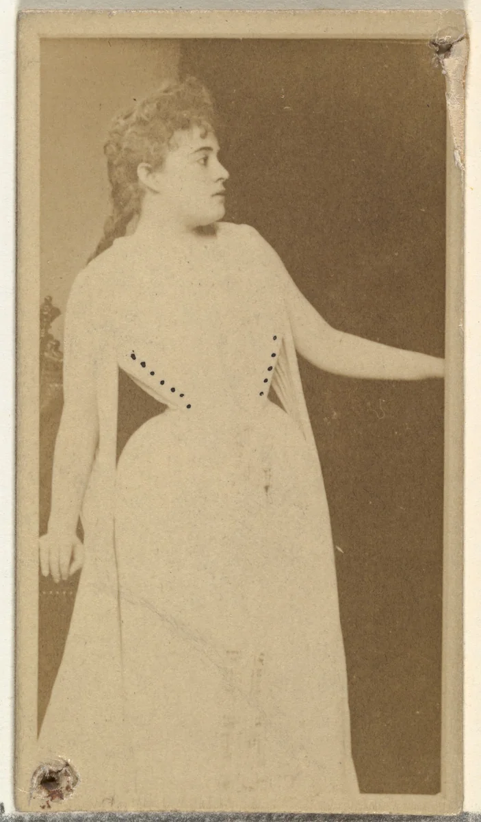 [Actress standing in profile], from the Actors and Actresses series (N145-8) issued by Duke Sons & Co. to promote Duke Cigarettes by W. Duke, Sons & Co., photograph, 1890-1895