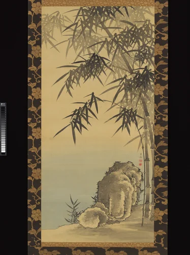 Bamboo and Rocks by Yanagisawa Kien, painting, 1750-1758