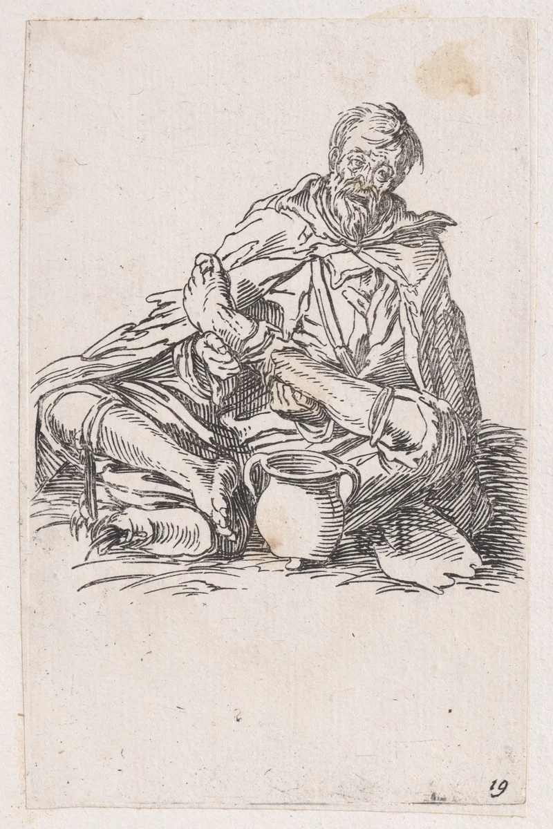 Reverse Copy of Le Malingreux (The Sickly Man), from Les Gueux suite appelée aussi Les Mendiants, Les Baroni, ou Les Barons (The Beggars, also called the Barons) by anonymous, print, 1625-1700