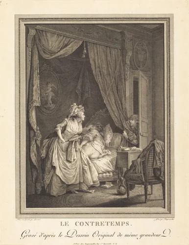 Le contretemps by Francois-Nicolas-Barthelemy Dequevauviller
Nicolas Lavreince, print, 1786