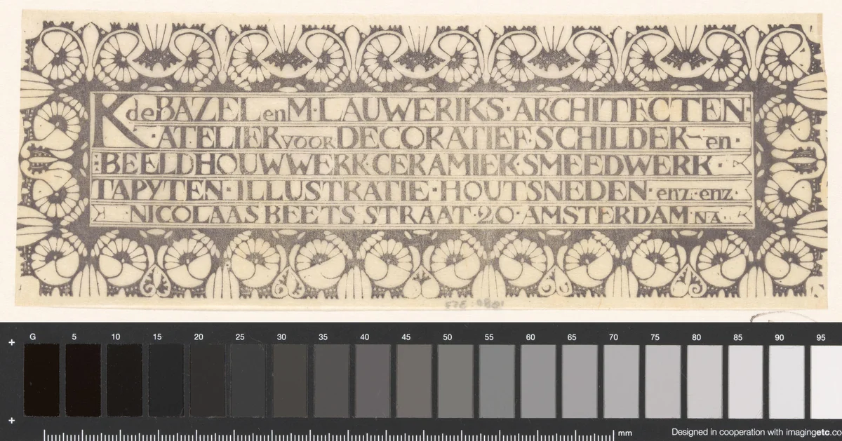 Briefhoofd van Karel de Bazel en Mathieu Lauweriks by Mathieu Lauweriks, print, 1895