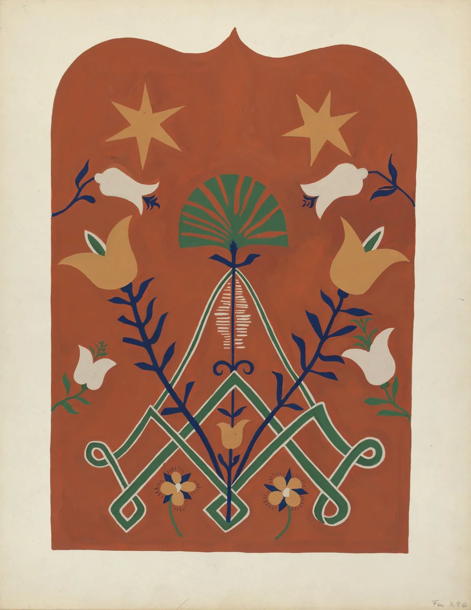 Study for Proposed Portfolio "Decorated Chests of Rural Pennsylvania" by American 20th Century, index of american design, 1941