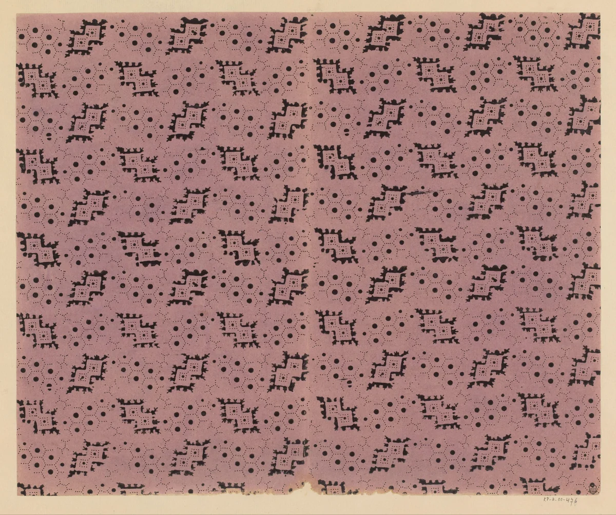 Blad met alternerend strooipatroon van ruitvormige en hexagonale motieven by anonymous, other, 1800-1900