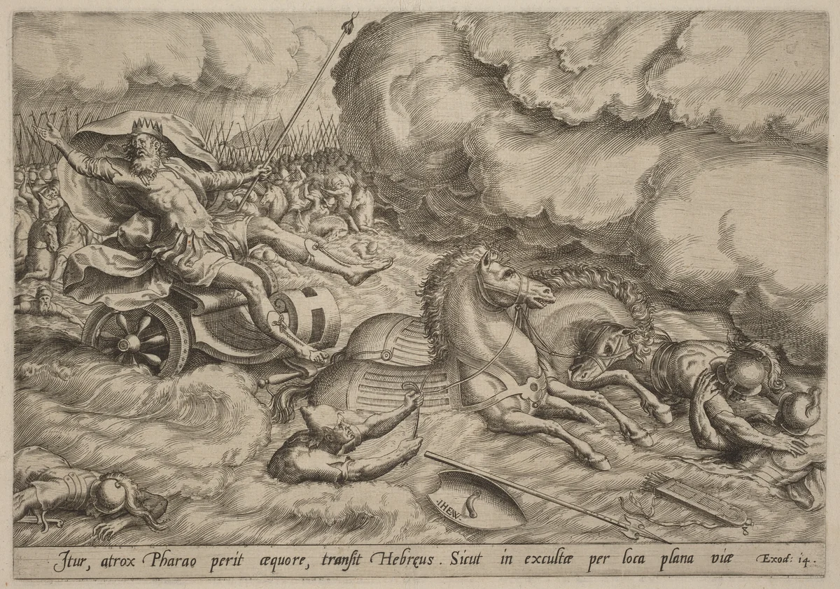 The Crossing of the Red Sea by Johan Wierix
Maarten van Cleef
Gerard de Jode, print, 1585