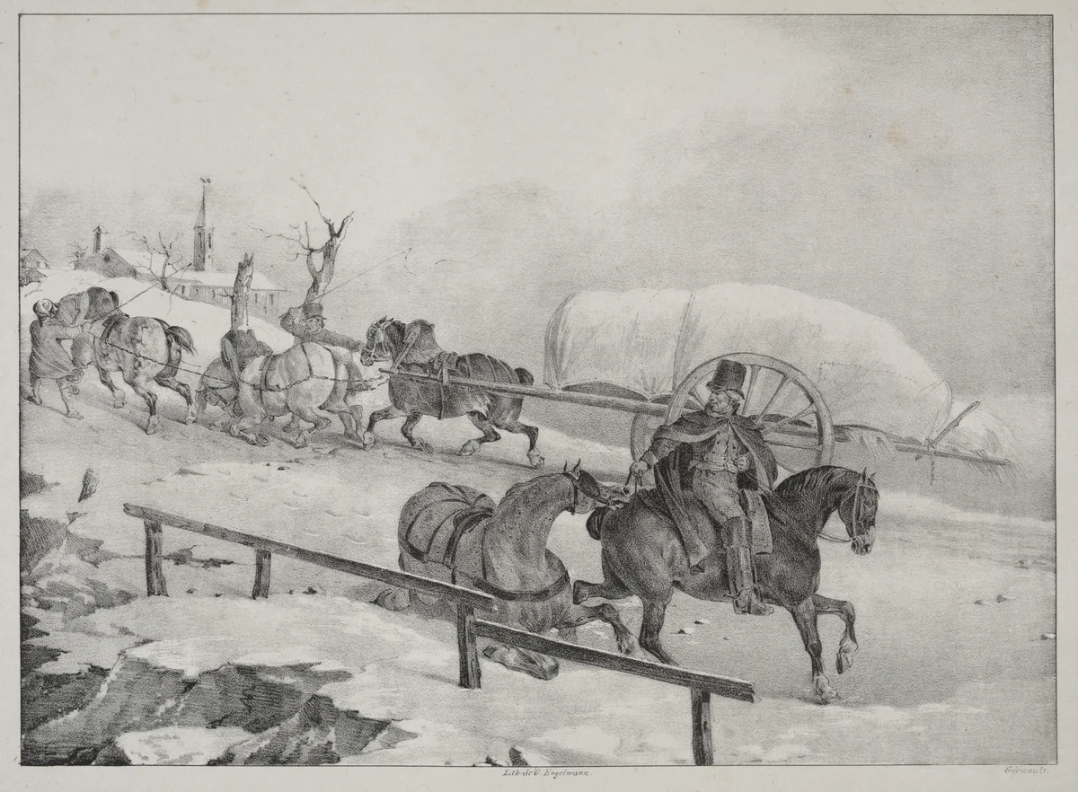 Wagoner Climbing a Hill by Théodore Géricault, print, 1823