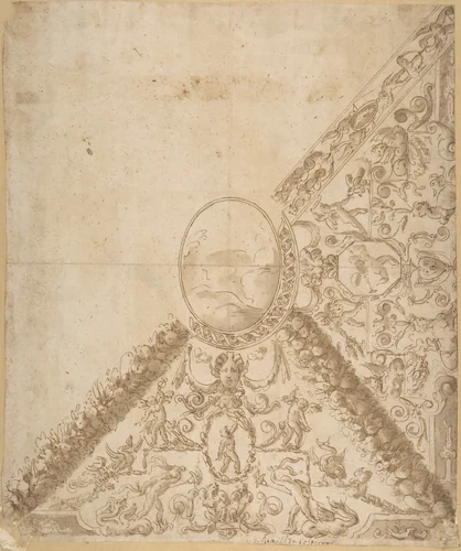 Sketch for Ceiling Decoration by anonymous, drawing, 1500-1600