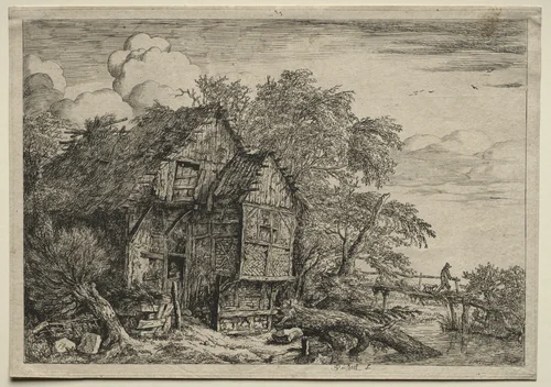 The Little Bridge by Jacob van Ruisdael, print, 1645-1655