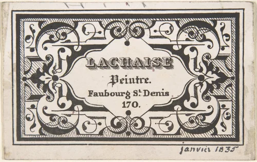 Trade Card by Jules-Edmond-Charles Lachaise, drawing, 1835