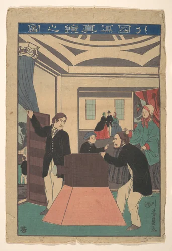 Foreigners Employing a Camera by Utagawa Yoshikazu, print, 1860