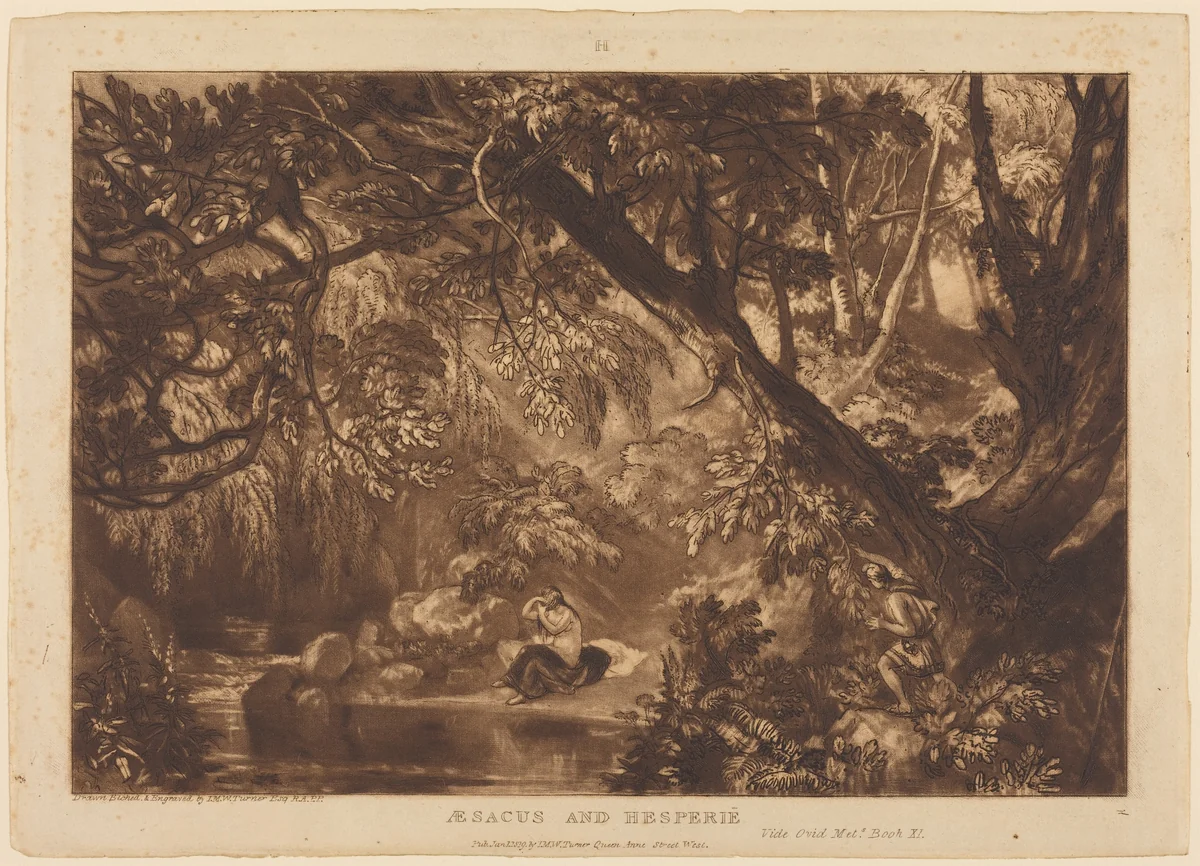 Aesacus and Hesperie by Joseph Turner, print, 1819
