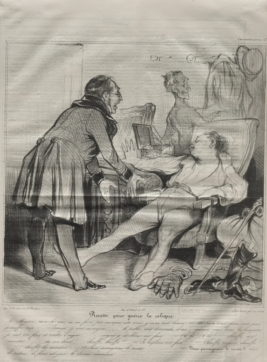 Recipe to Cure Colic by Honoré Daumier, print, 1838