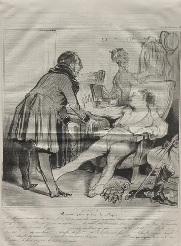 Recipe to Cure Colic by Honoré Daumier, print, 1838