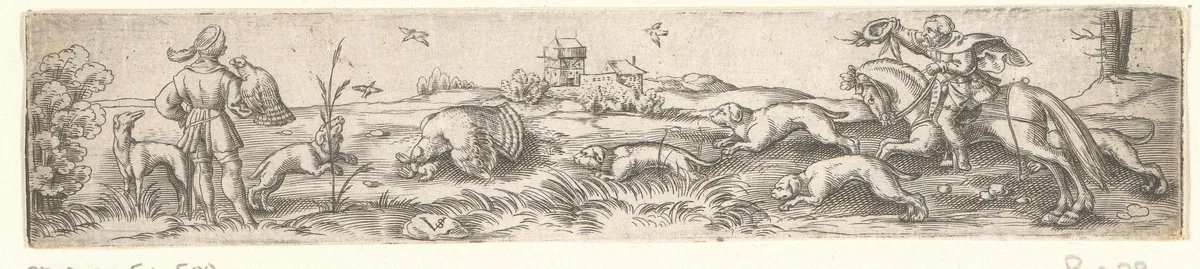 Vogeljacht met valken by Unknown, print, 1524-1562
