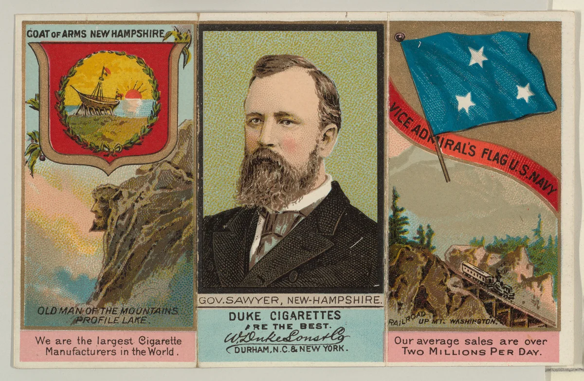Governor Sawyer, New Hampshire, from "Governors, Arms, Etc." series (N133-2), issued by Duke Sons & Co. by W. Duke, Sons & Co., print, 1885-1892