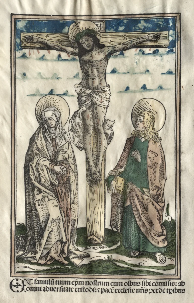 Christ on the Cross between Mary and John by Hans Burgkmair, print, 1502