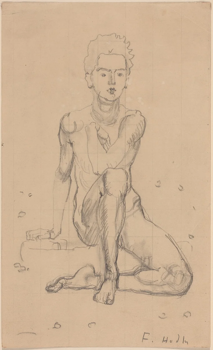 Hector Posing Nude by Ferdinand Hodler, drawing, 1901