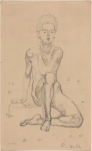 Hector Posing Nude by Ferdinand Hodler, drawing, 1901