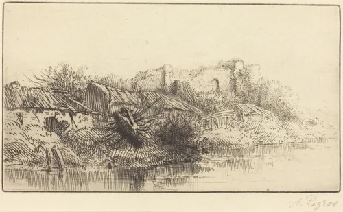Abandoned Village by Alphonse Legros, print, 1837-1911