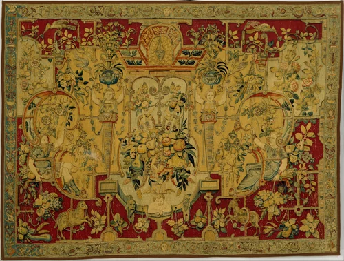 Panel with grotesques, from a set of bed hangings by Cornelis Floris, textile, 1545-1565