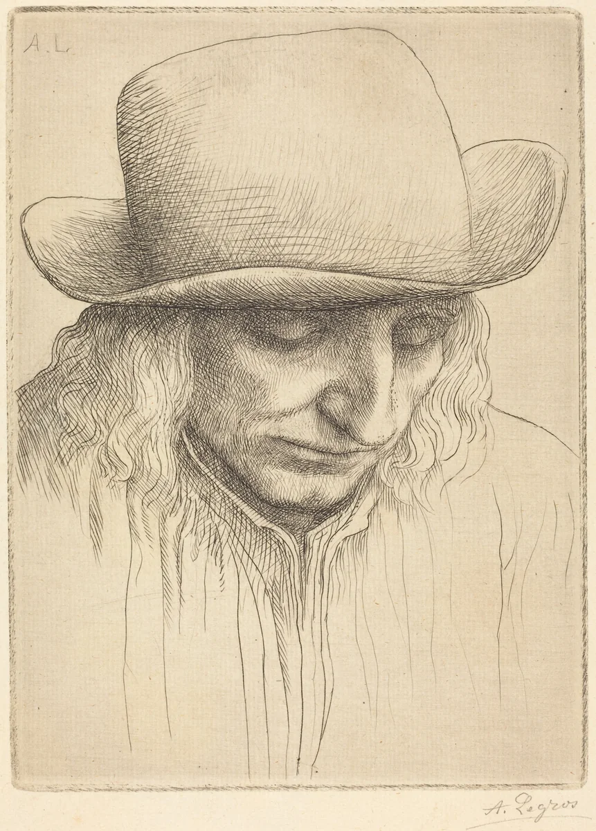 Peasant in a Round Hat (Paysan avec chapeau rond) by Alphonse Legros, print, 1837-1911