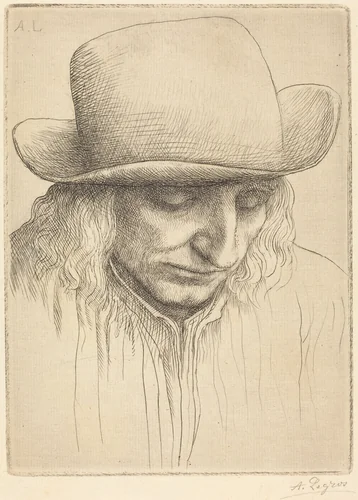 Peasant in a Round Hat (Paysan avec chapeau rond) by Alphonse Legros, print, 1837-1911