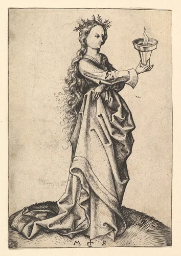 The Third Wise Virgin by Martin Schongauer, print, 1470-1491